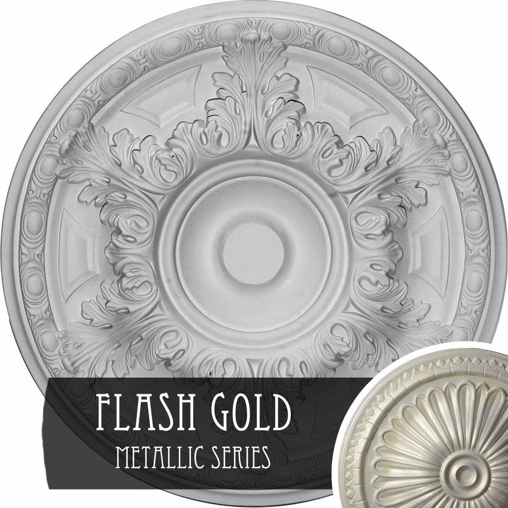 19 inch x 1 1/2 inch Hand-Painted Flash Gold Ceiling Medallion L17388