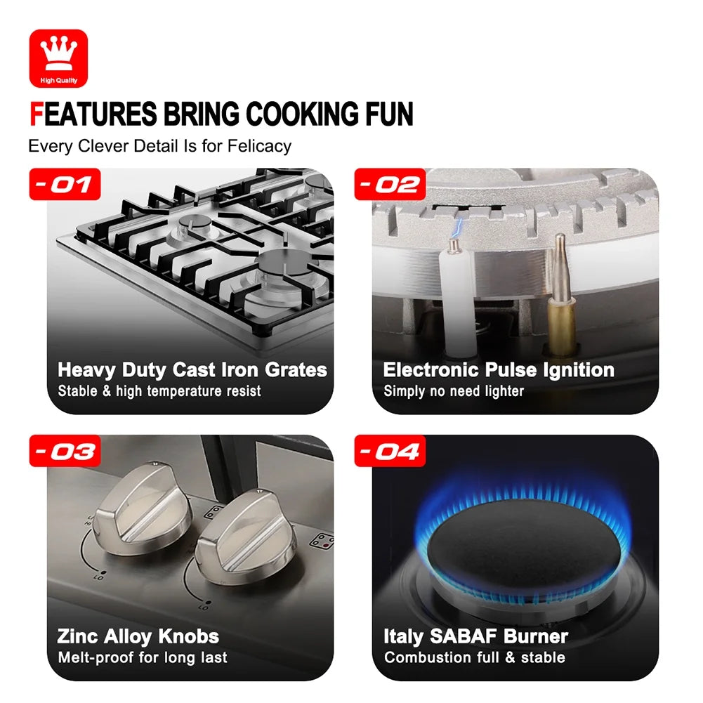 Stainless Steel 4-Burner Gas Cooktop J197047