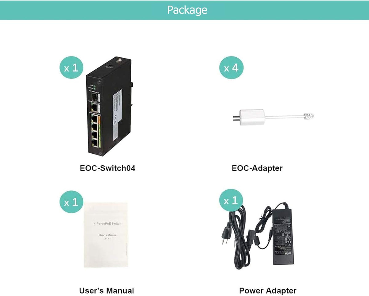 Industrial 4 Port POE & EOC Hybrid ePOE Switch with Ethernet Over Coax Technology G19720