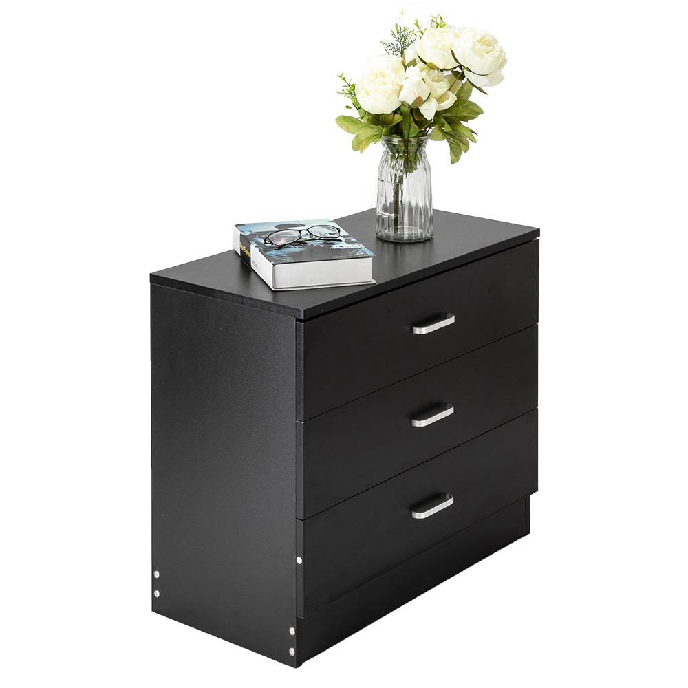 Black 3 Drawer Wood End Side Table N201213