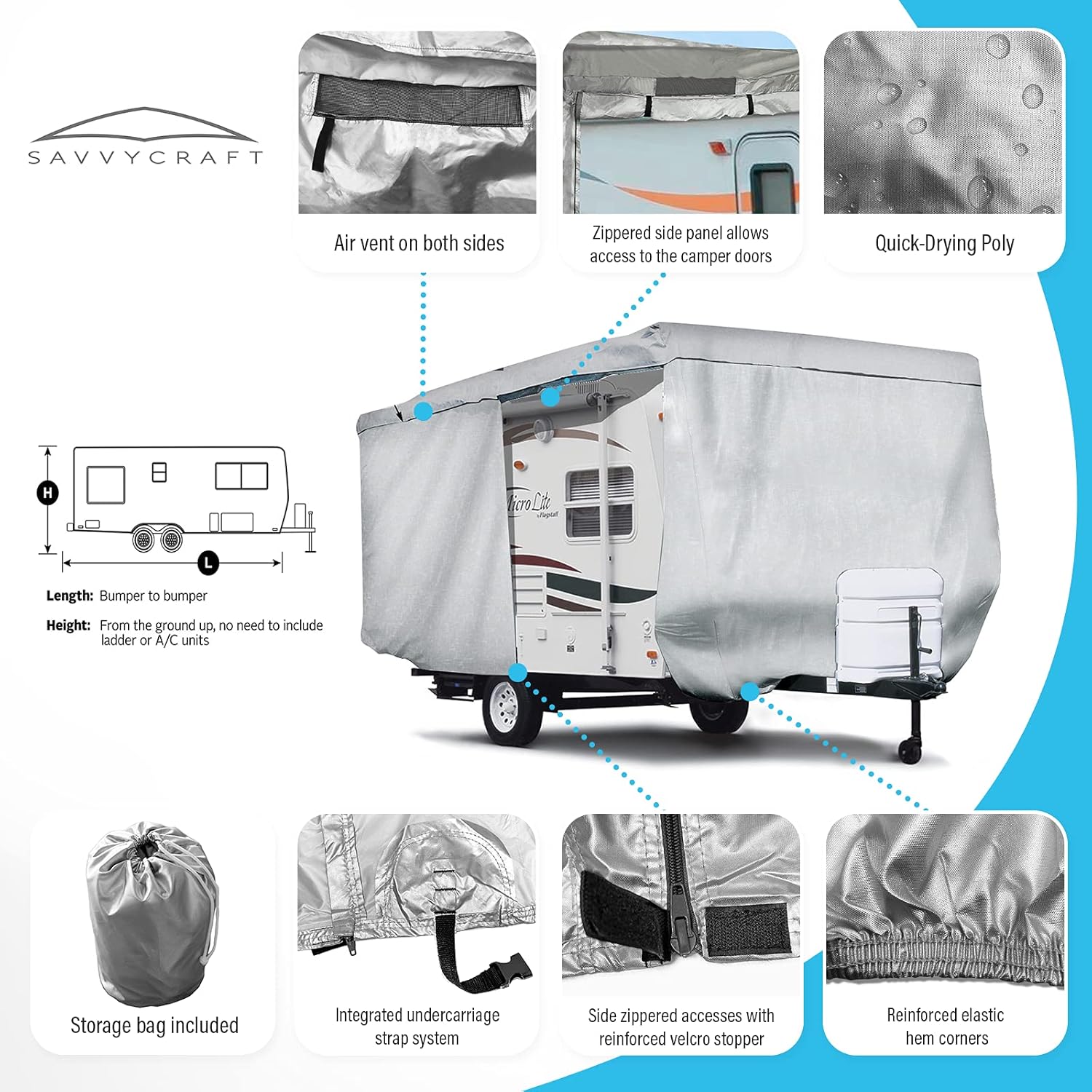 Travel Trailer RV Cover with Access Panels Fits 33'-35'L M901531