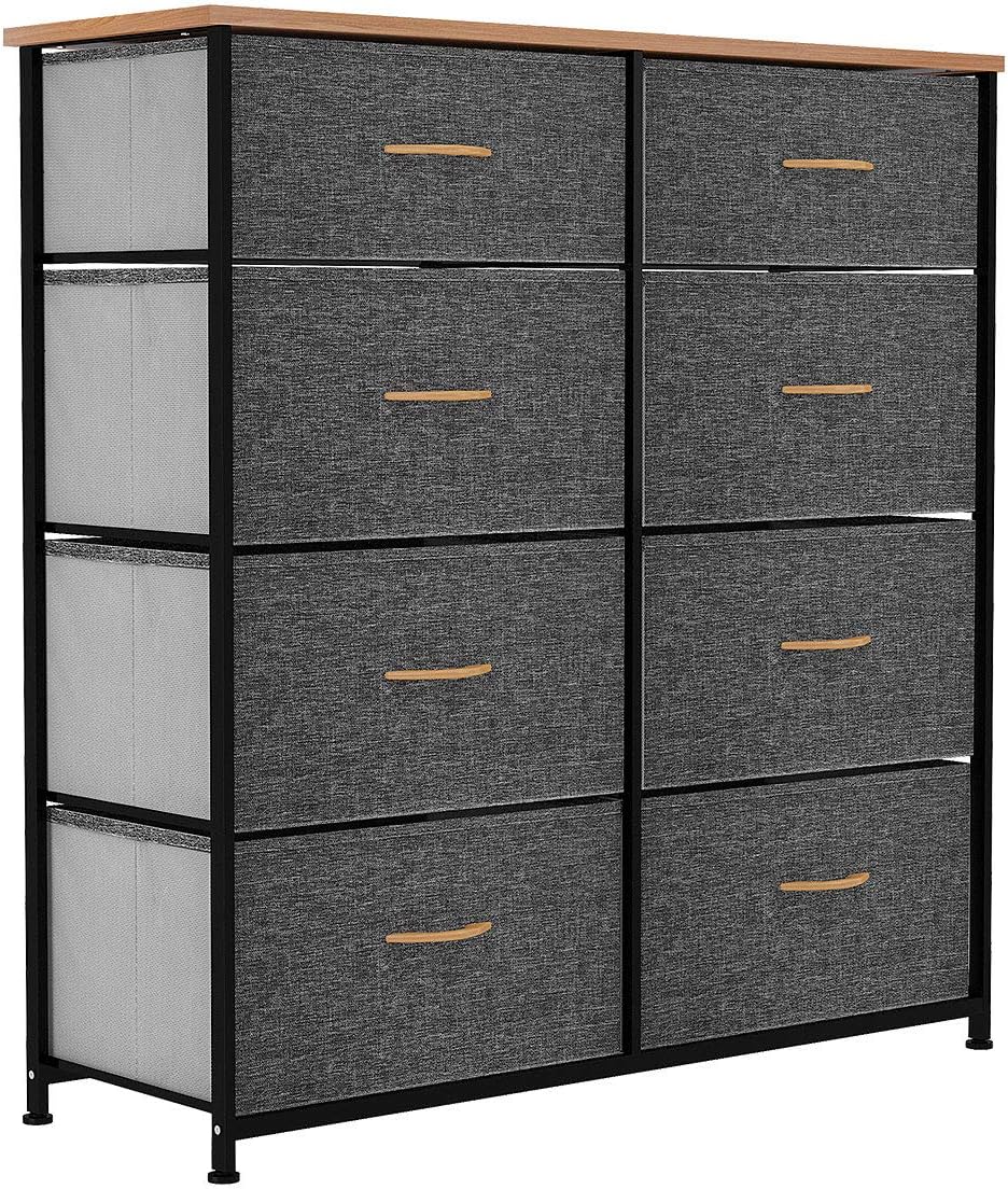 Dark Grey 8 Drawer Fabric Storage Tower M78096