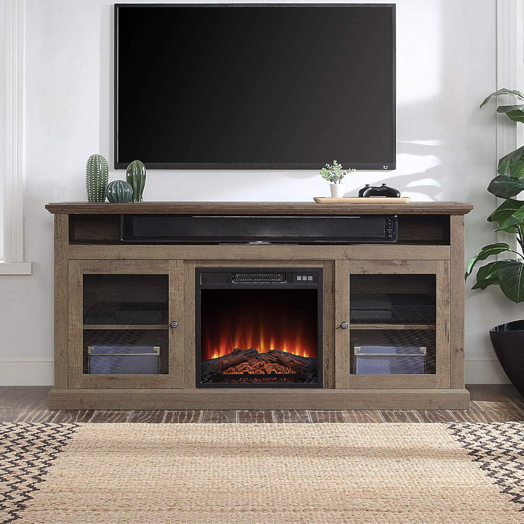 TV Stand with Open Storage Shelves and Cabinets O431056