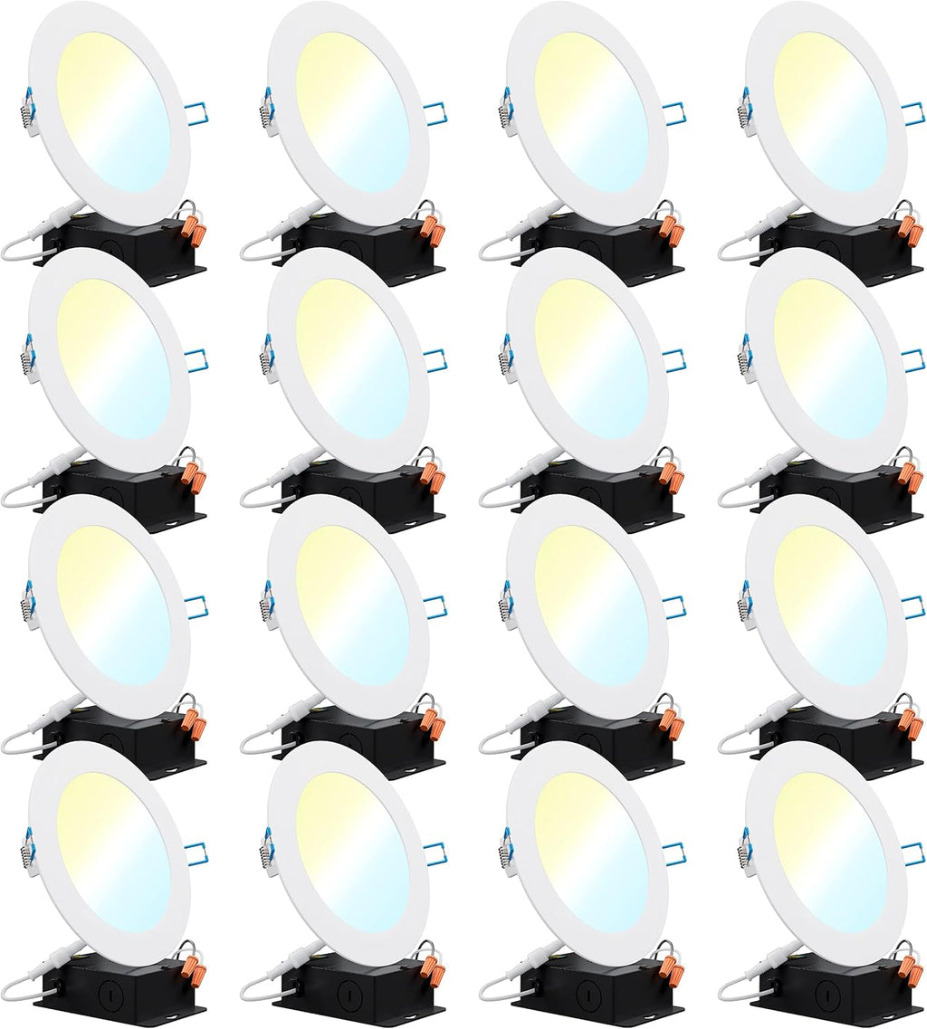 16 Pack 6 Inch LED Recessed Ceiling Lights Slim, 3000K Warm White, Dimmable W6491