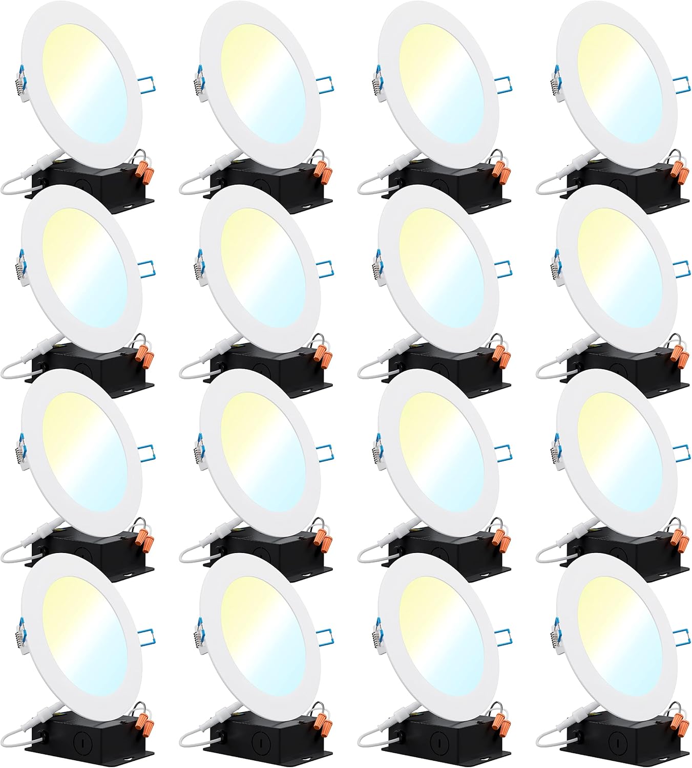 16 Pack 6 Inch LED Recessed Ceiling Lights Slim, 3000K Warm White, Dimmable W6491