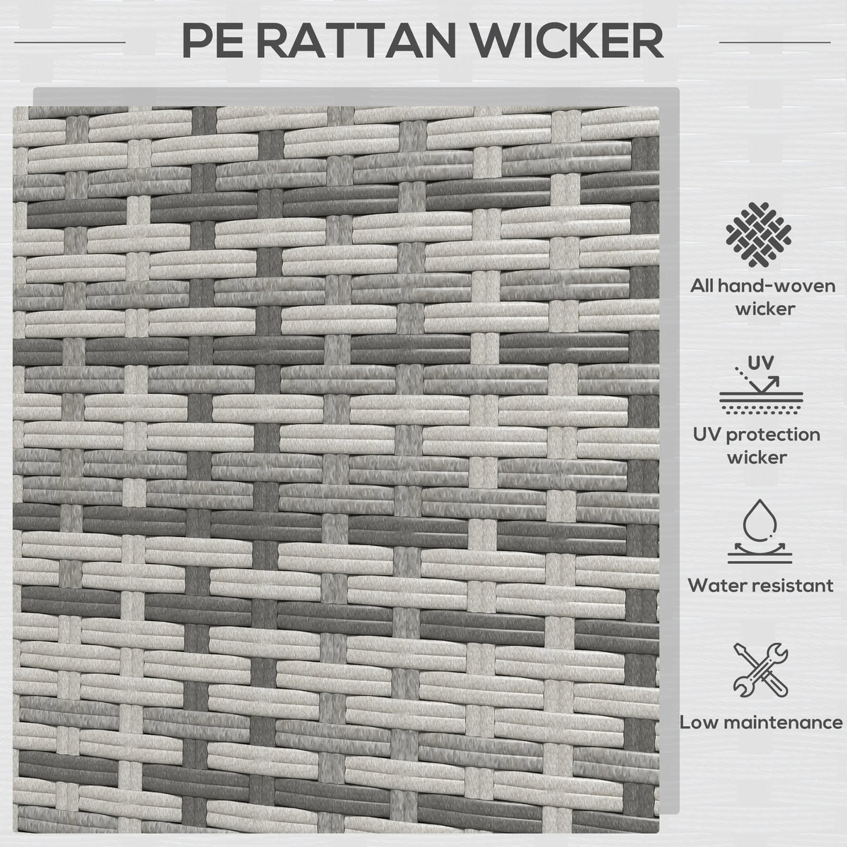 Gray Three-Seater Outdoor Wicker Patio Furniture E6306