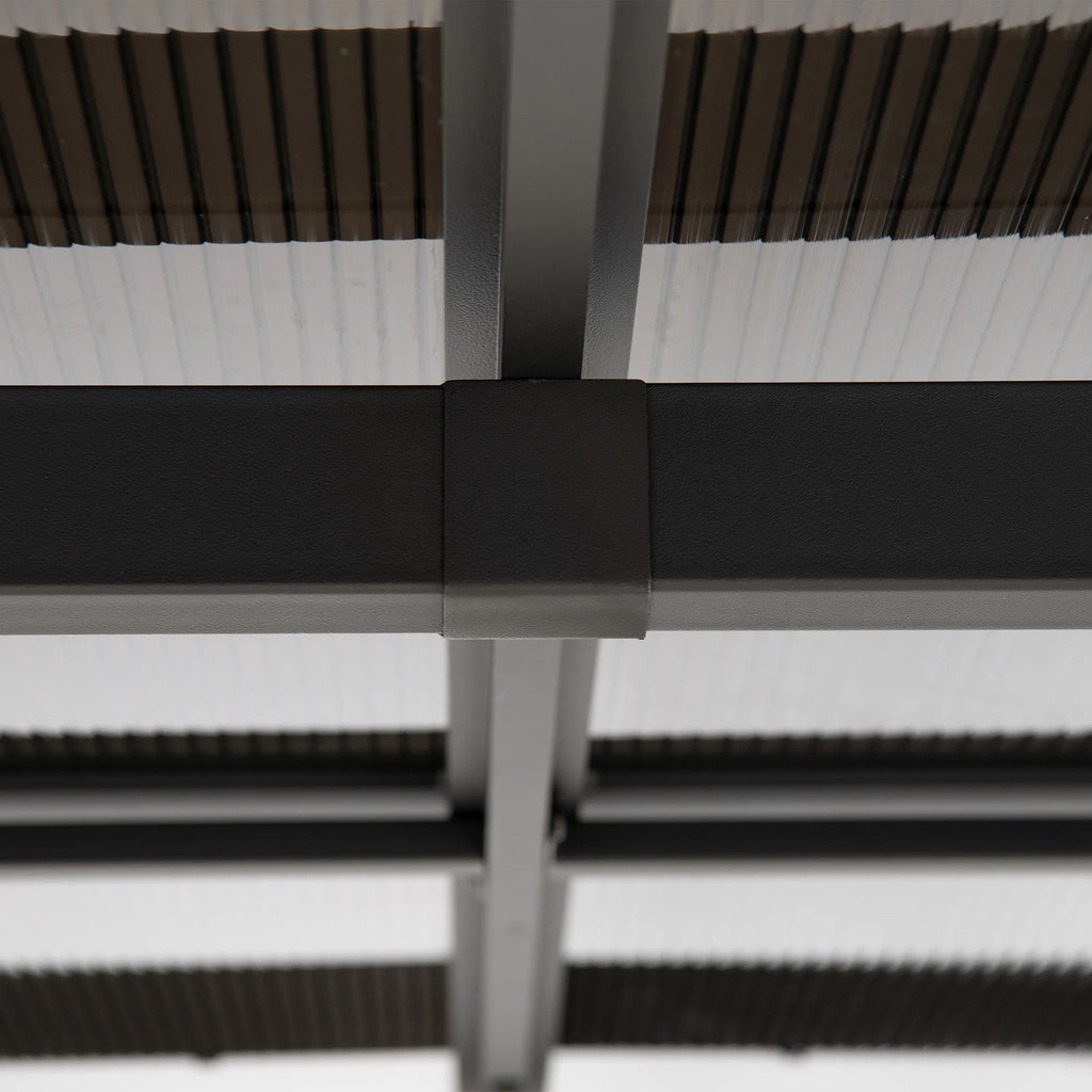 10ft. x 12ft. Polycarbonate Roof Aluminum Frame with Curtain and Netting D42056