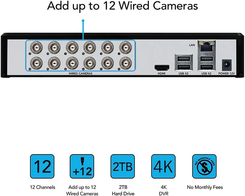 8 Wired 4K Ultra HD Indoor/Outdoor Security Camera System with 2TB Hard Drive I87916