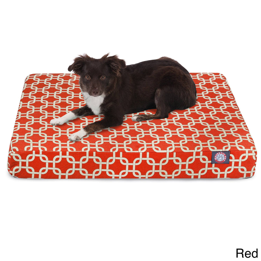 Red Rectangle Orthopedic Memory Foam Dog Bed L195945