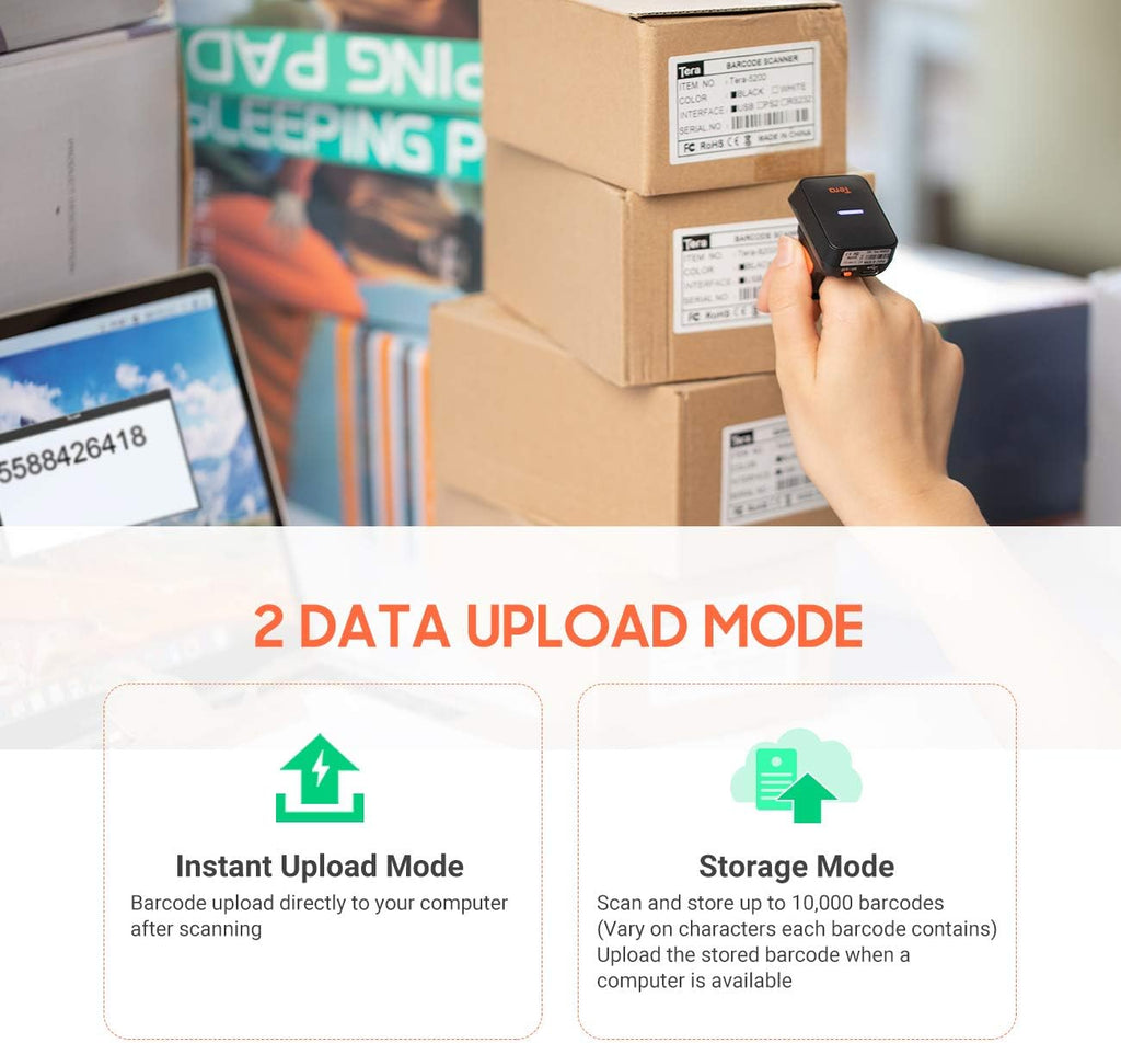 Wireless Ring Barcode Scanner with Bluetooth F683