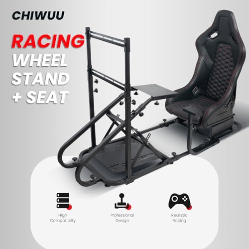 Racing Simulator Cockpit with Monitor Mount and Bucket Seat L9290