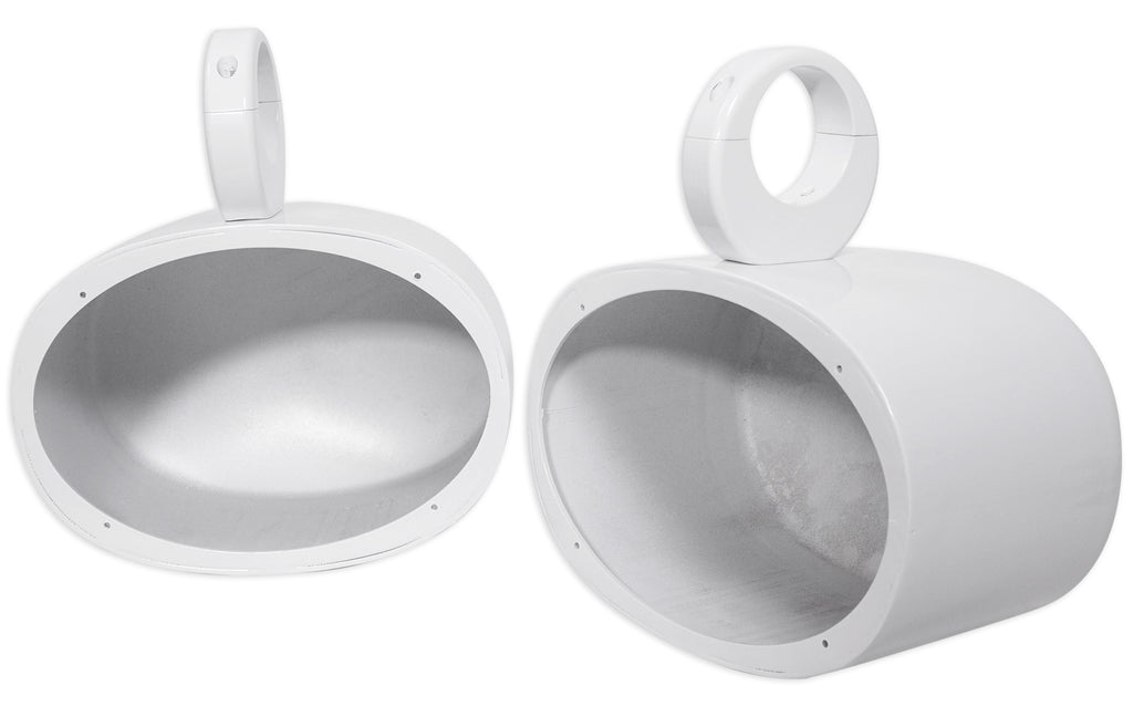 6x9" White Aluminum Wakeboard Tower Speaker Pods with Covers Y96038