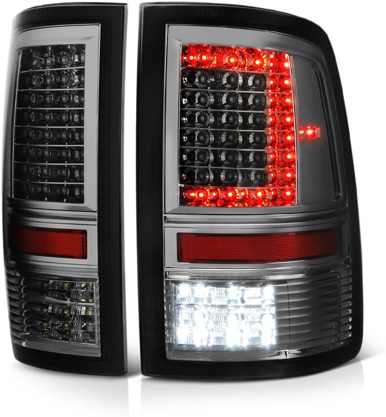 Chrome Smoke C-Shape Full-LED Tail Brake Light Replacement Pair Housing Lamp Assembly R586