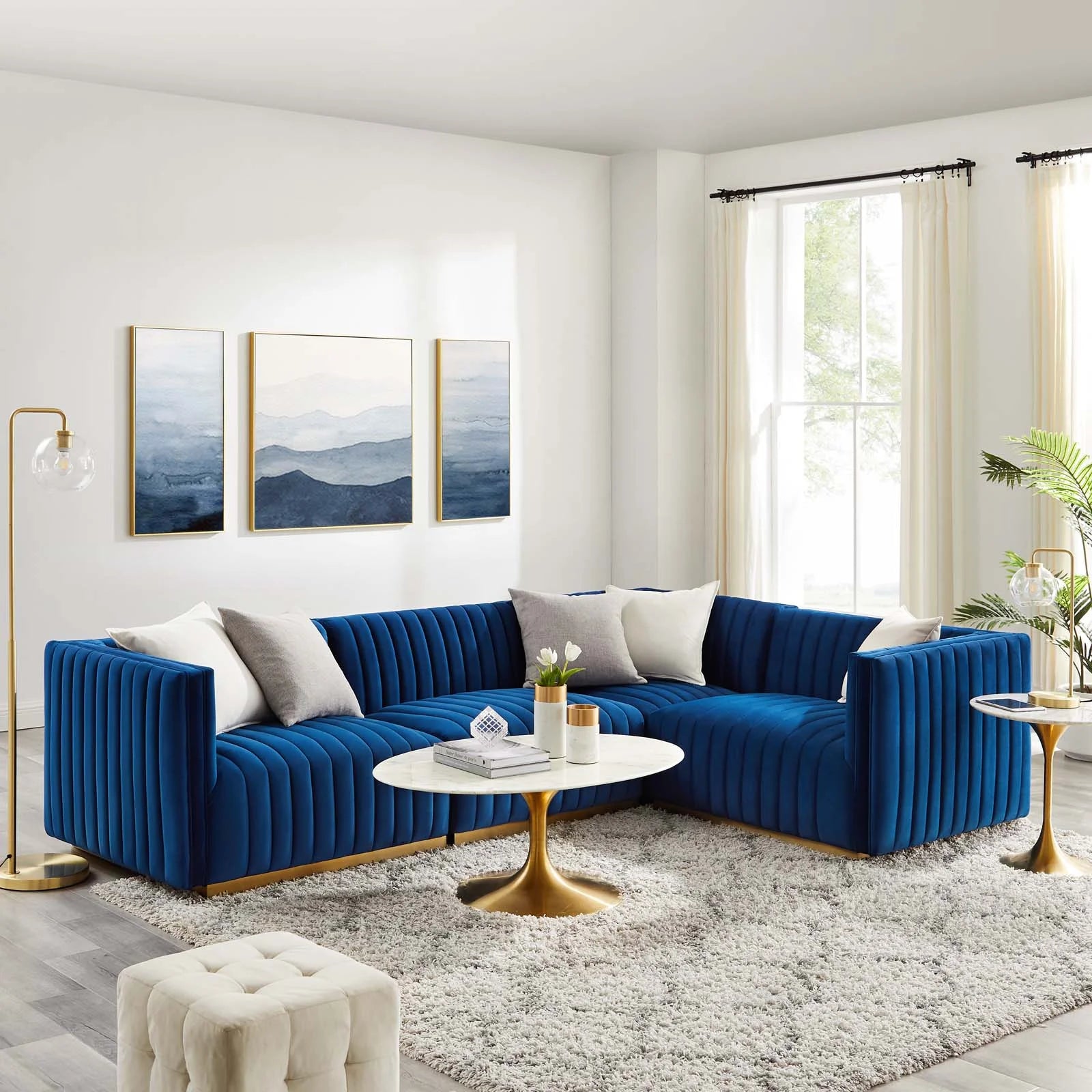 Tufted Performance Velvet 4-Piece Sectional A446805