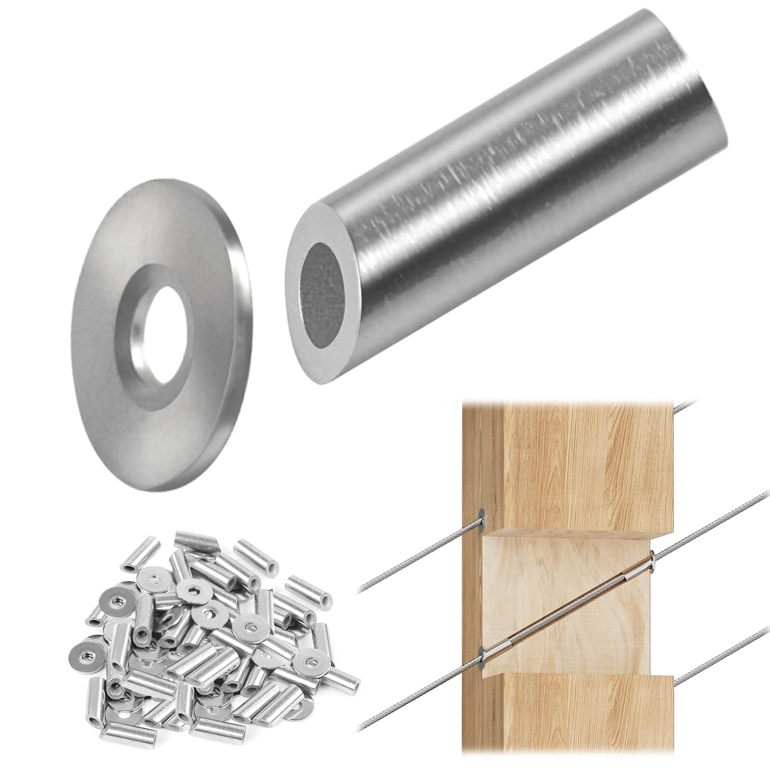 40Pack 1/8 Angle Protector Sleeve Cable Railing Kit 30 Degree T316 Stainless Steel D374845