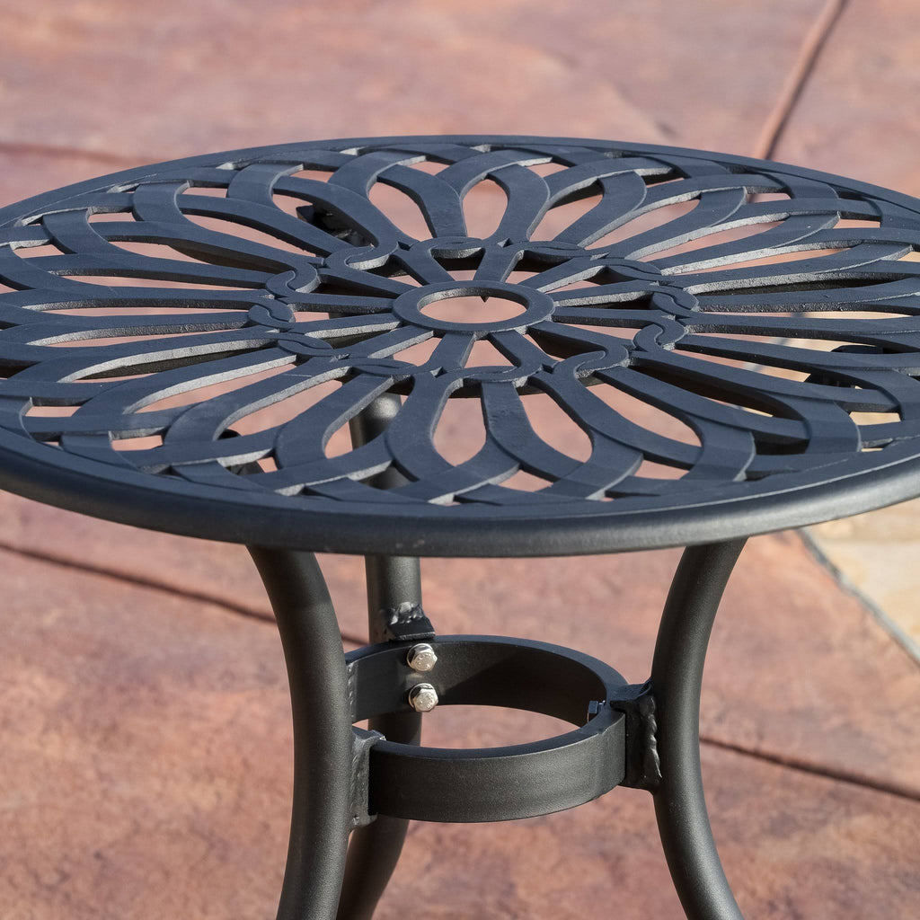 3PC Black and Sand Cast Aluminum Outdoor Bistro Set S780603