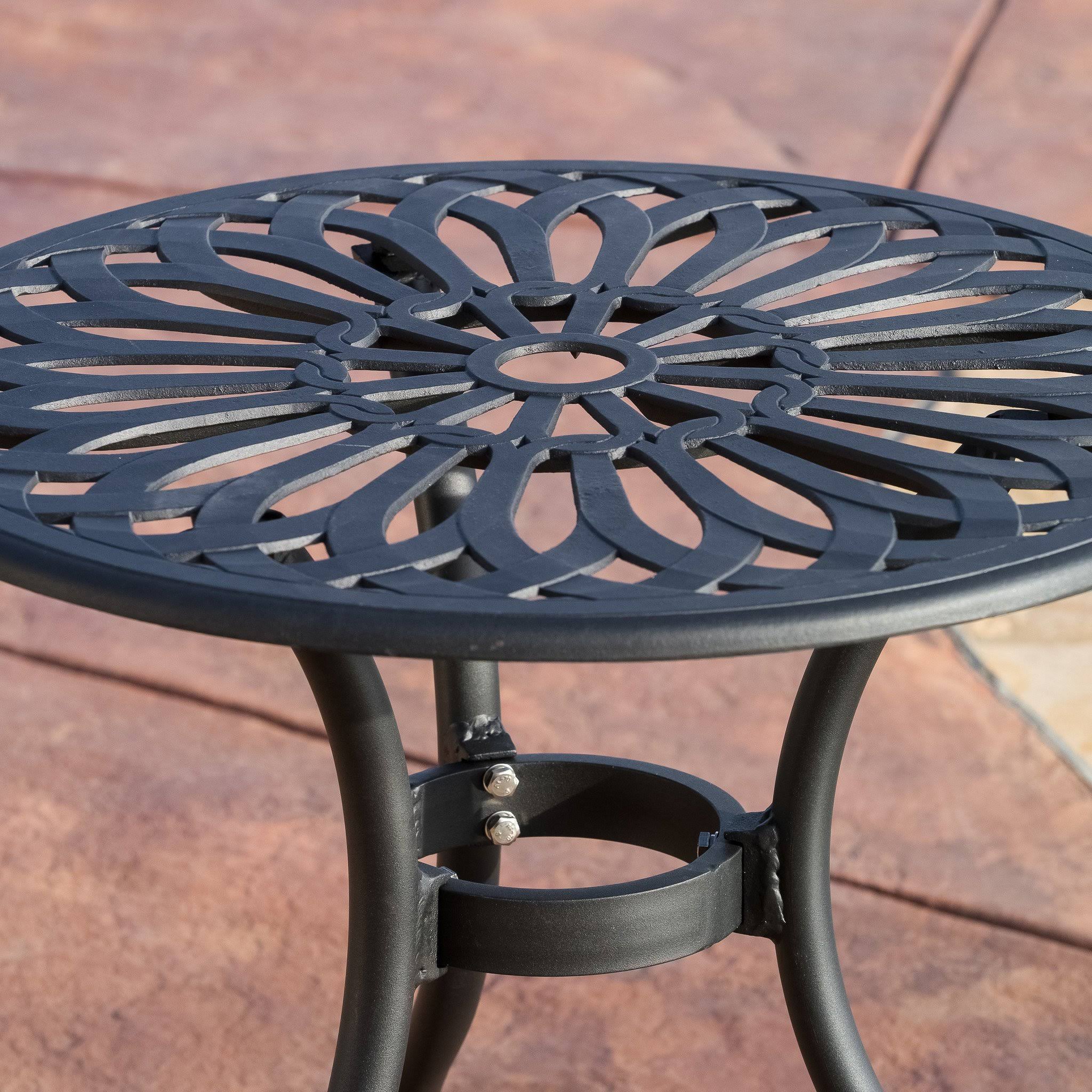 3PC Black and Sand Cast Aluminum Outdoor Bistro Set S780603