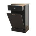 Black Wooden Tilt Out Trash Cabinet with Hideaway Drawer and Removable Bamboo Cutting Board I80756