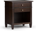 White Solid Wood 2 Drawer Night Stand with Shelf F9979