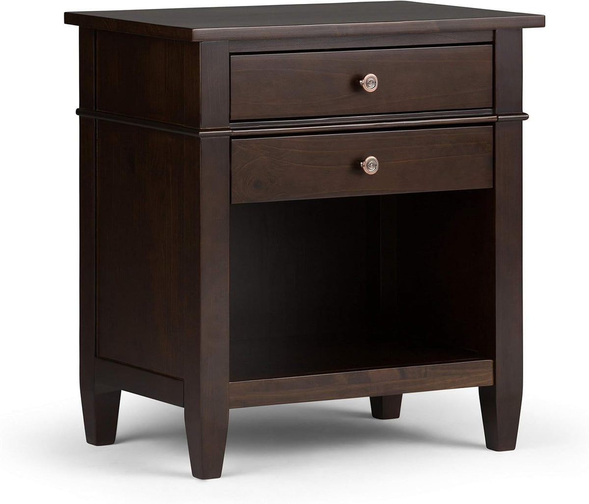 White Solid Wood 2 Drawer Night Stand with Shelf F9979