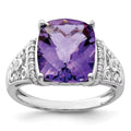 Sterling Silver Amethyst & Diamond Ring F359