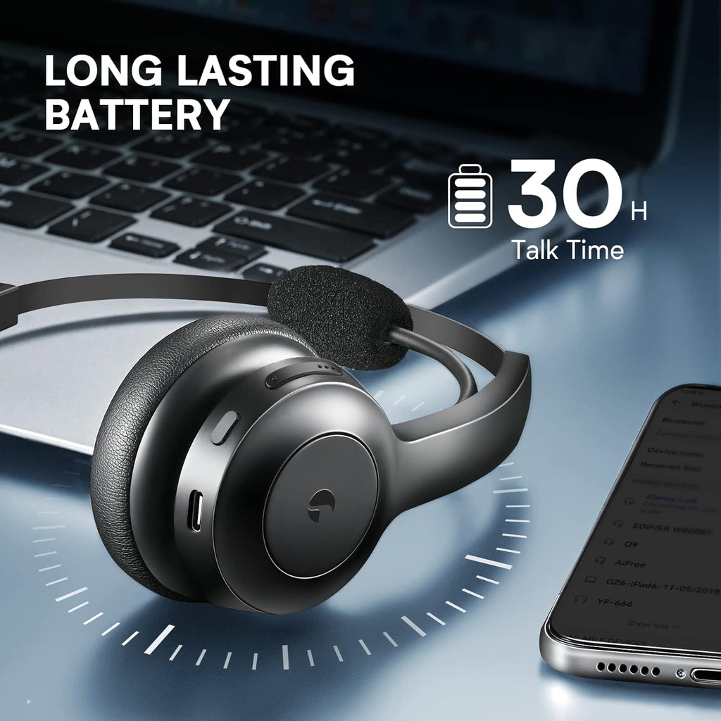 Wireless Bluetooth Headset with Microphone, AI Noise Cancelling, 35 Hrs Talk Time, Pack of 2 L349345