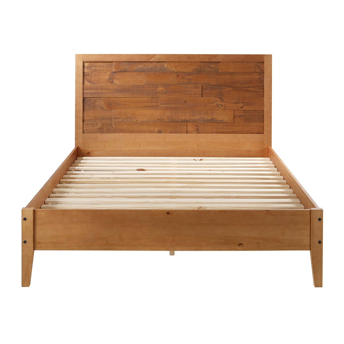 Queen Plank Distressed Solid Wood Bed Caramel M415509