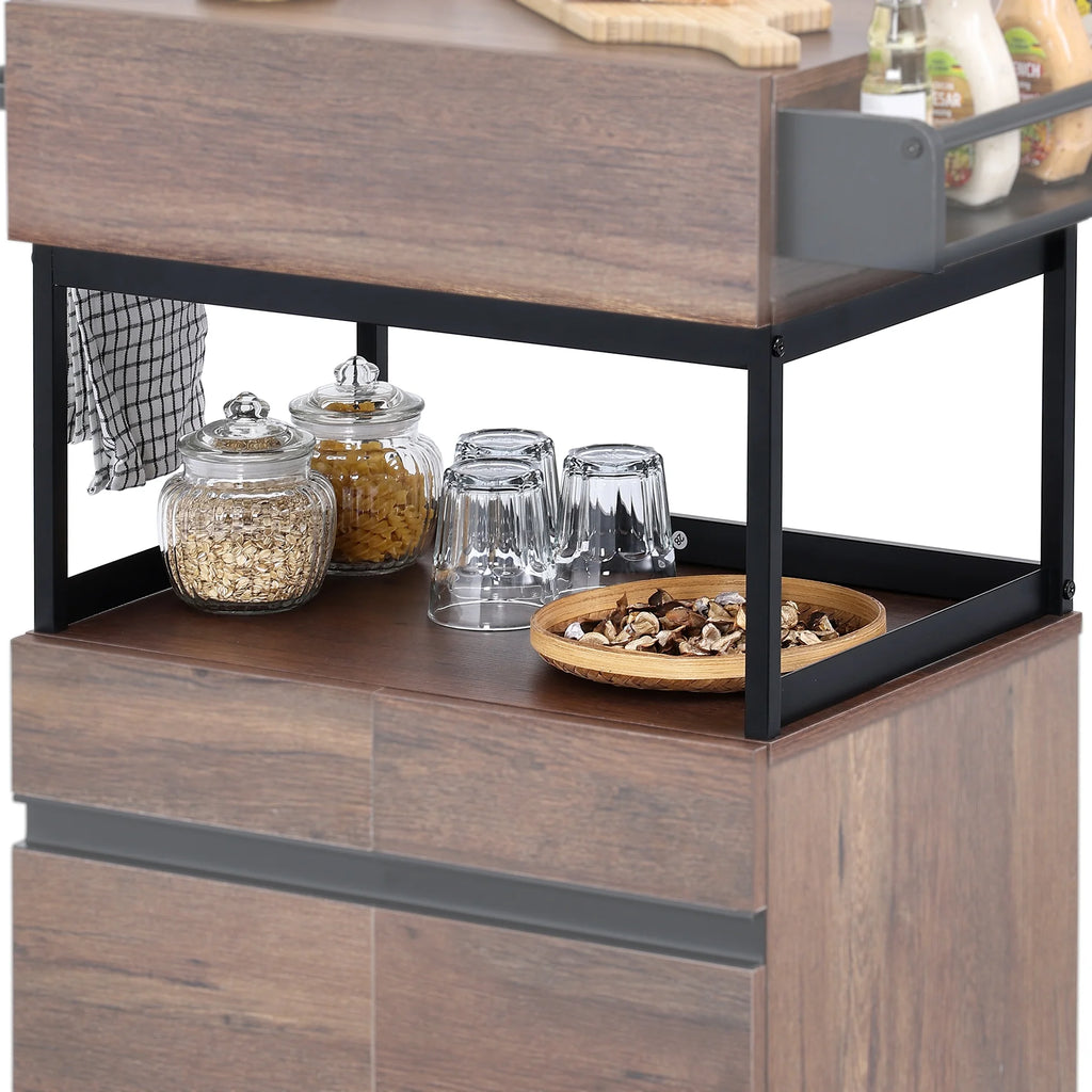 Rolling Kitchen Island with Storage Cabinet and Open Shelf H97531