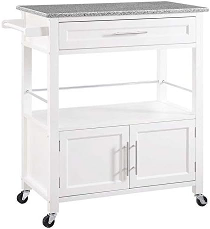 Granite Top Kitchen Cart in White B618928