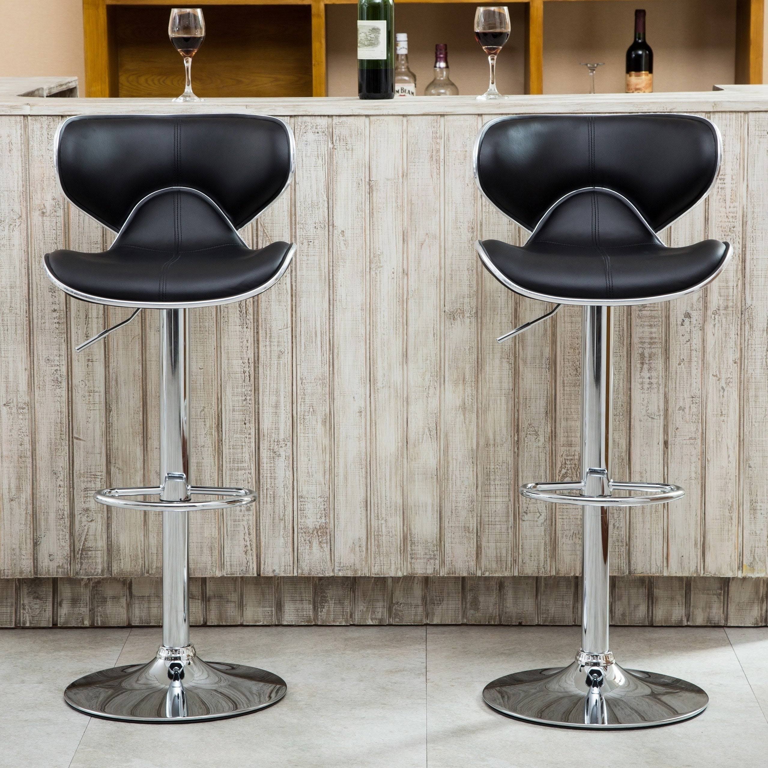 Brown Leatherette Adjustable Swivel Barstool Set of 2 Z3730