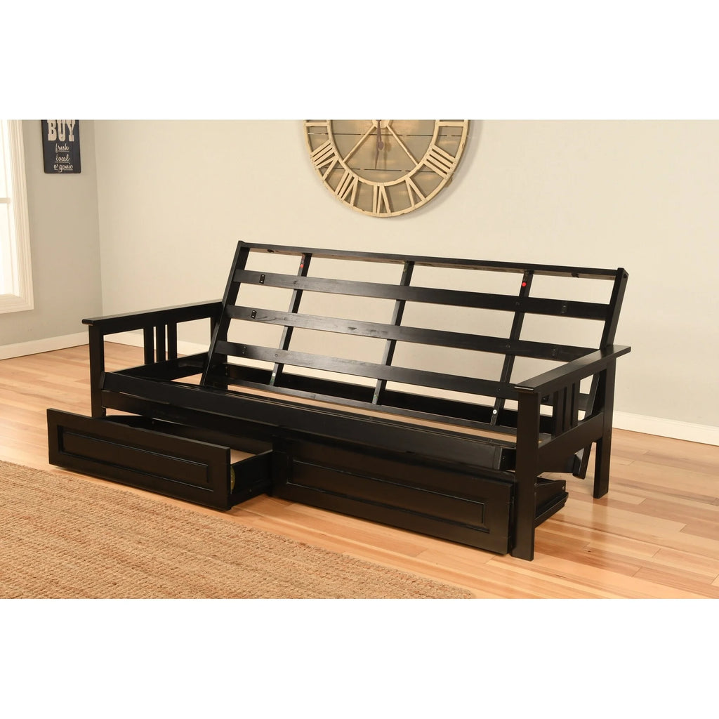 Black Finish Sofa with Storage and Removable Mattress Cover I369