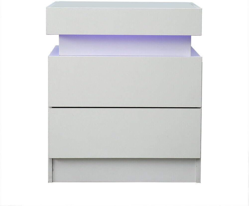 High Gloss 2 Drawer LED Nightstand Cabinet S812