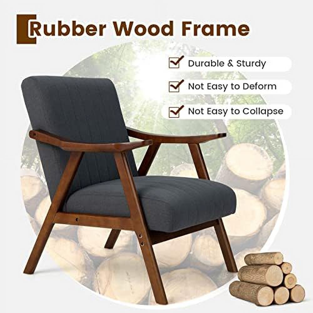 Mid-Century Modern Accent Chair Set of 2 Upholstered Lounge Chair with Arms Wooden Frame Z919264