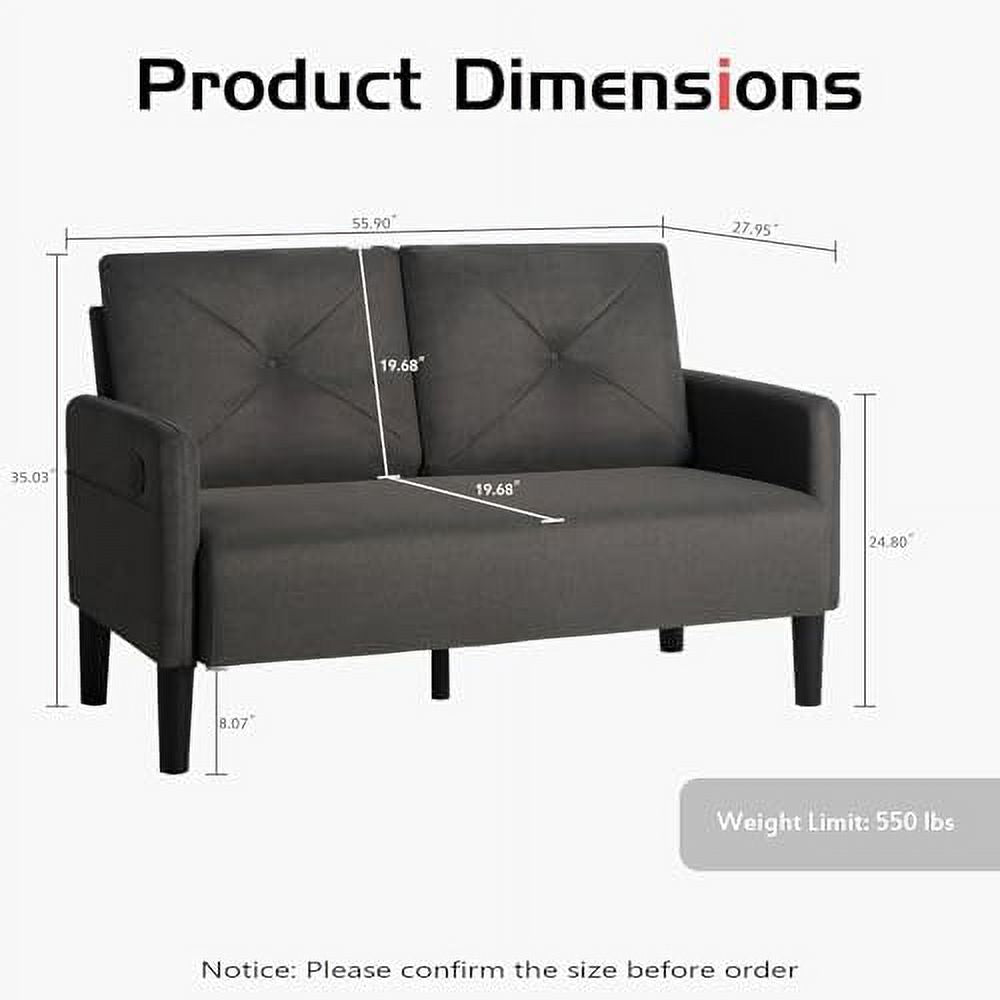 Tufted 2 Seater Loveseat Sofa Couch with Charger Port & Pocket X112