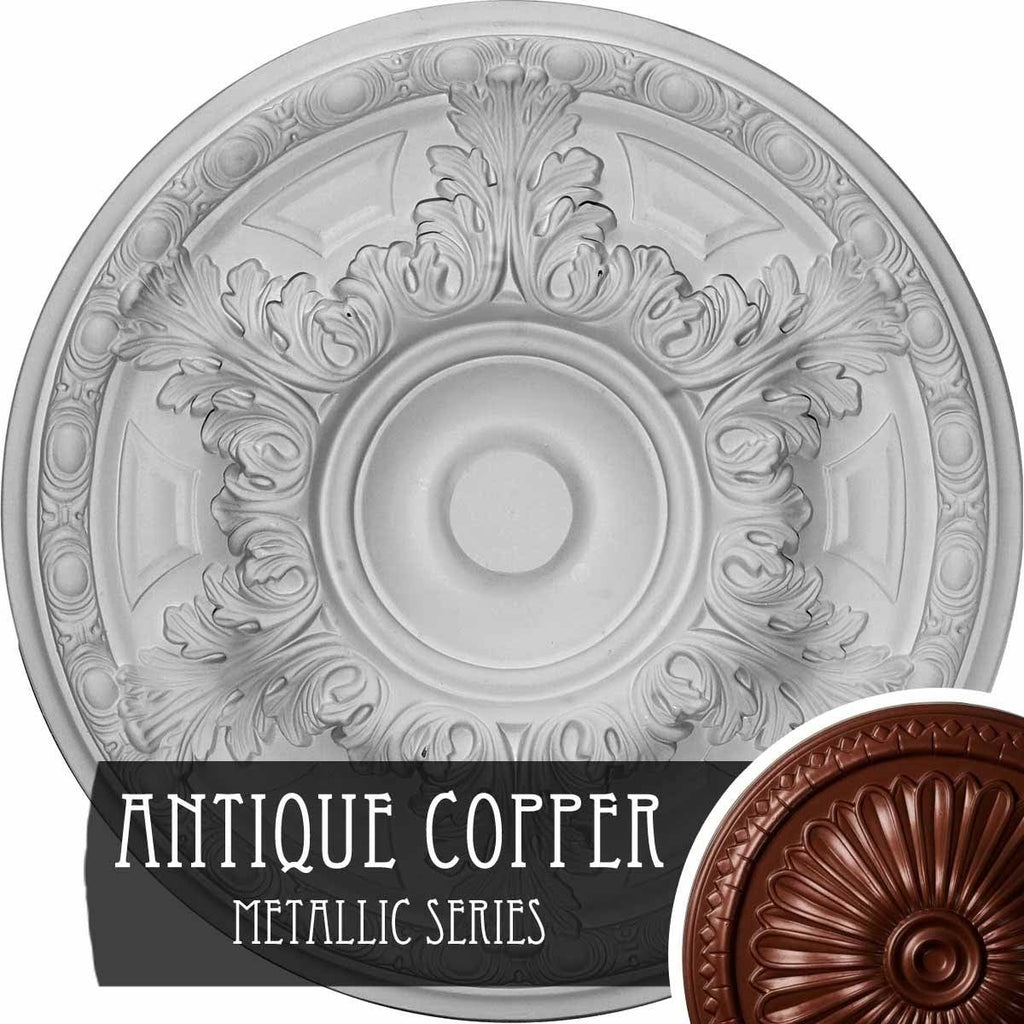 19 inch x 1 1/2 inch Hand-Painted Flash Gold Ceiling Medallion L17388