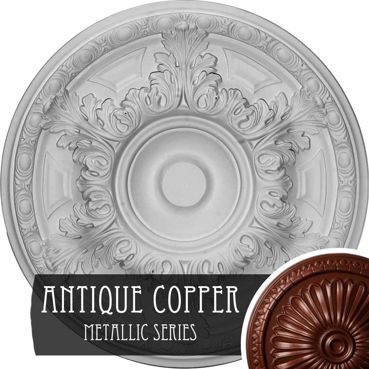 19 inch x 1 1/2 inch Hand-Painted Flash Gold Ceiling Medallion L17388