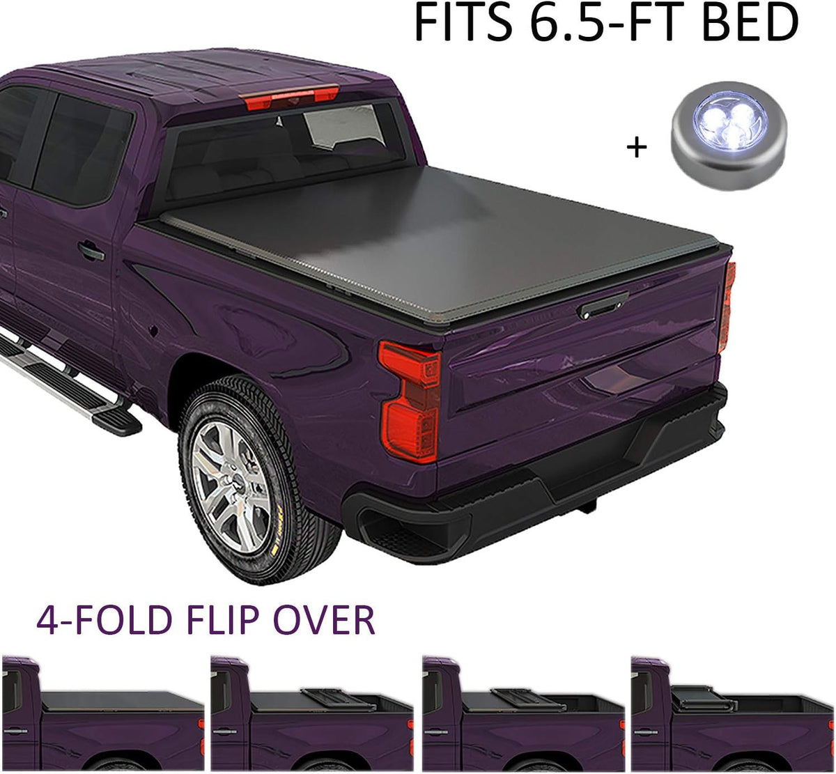 Tonneau Cover with LED Lamp for 6.5FT Soft Quad-Fold Y7309