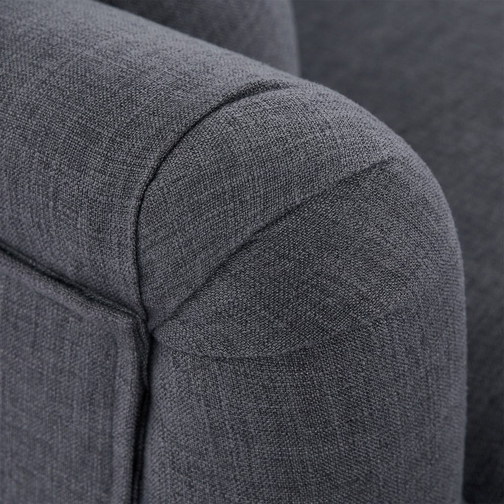 Gray Upholstered Loveseat Sofa with Wooden Legs and Two Throw Pillows W284653