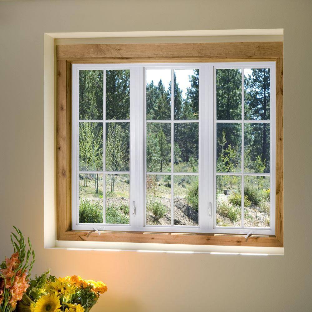 29.5 in. x 47.5 in. Desert Sand Vinyl Left-Handed Casement Window with Fiberglass Mesh Screen L2014
