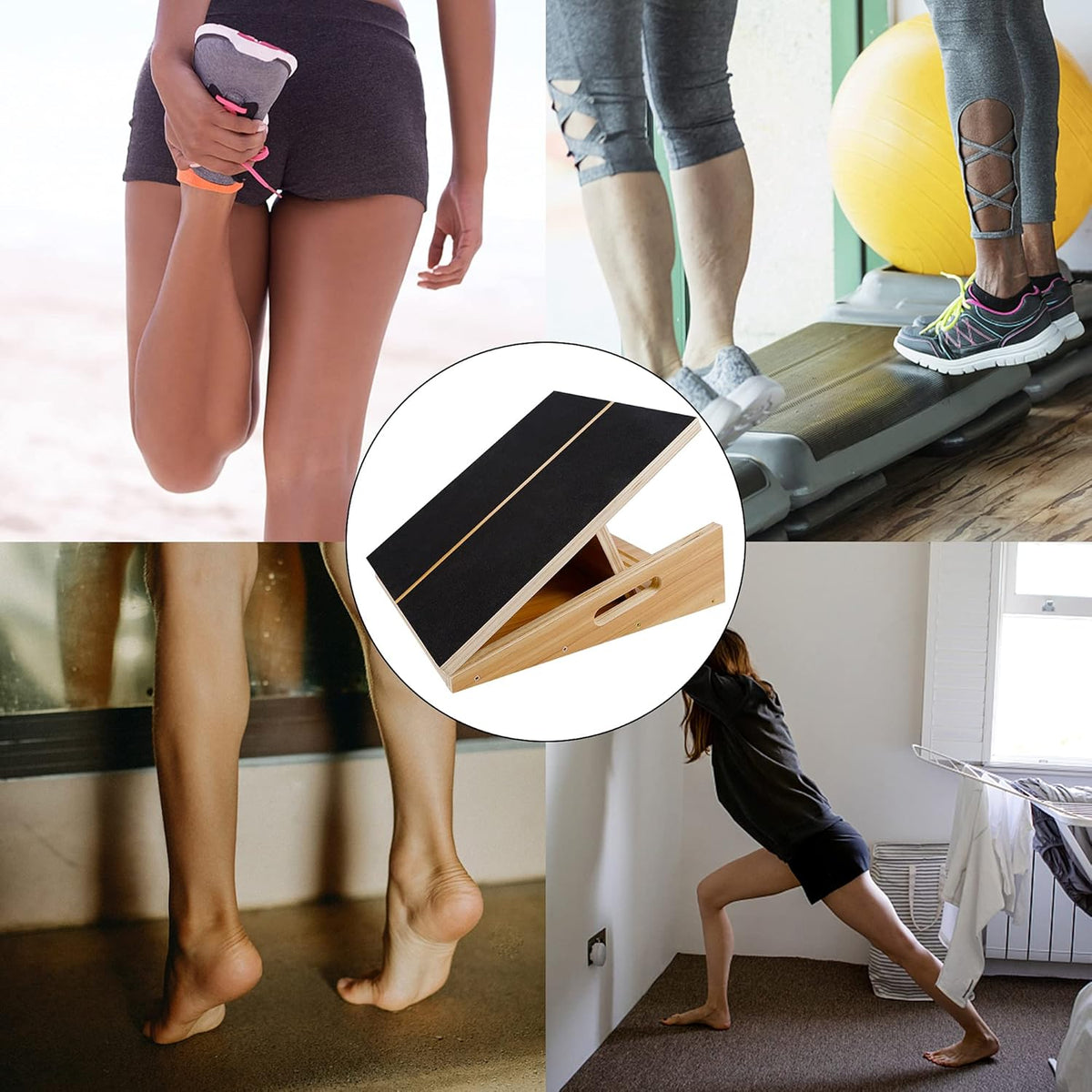 Wooden Slant Board, Adjustable Incline Board, Non-Slip Stretching Board, Pack of 2 H38584