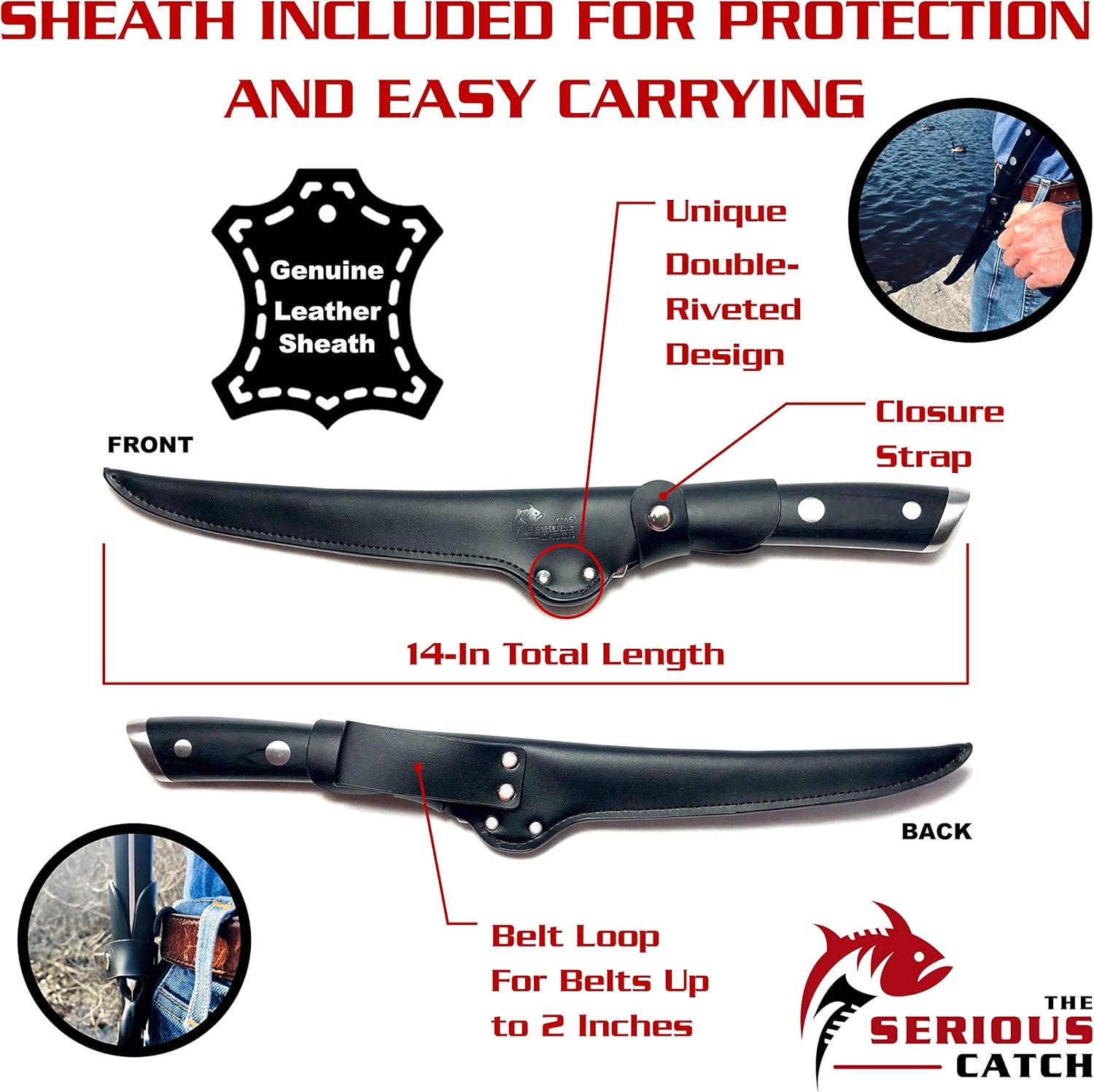 7-In Fish Fillet Knife with Leather Sheath U679679