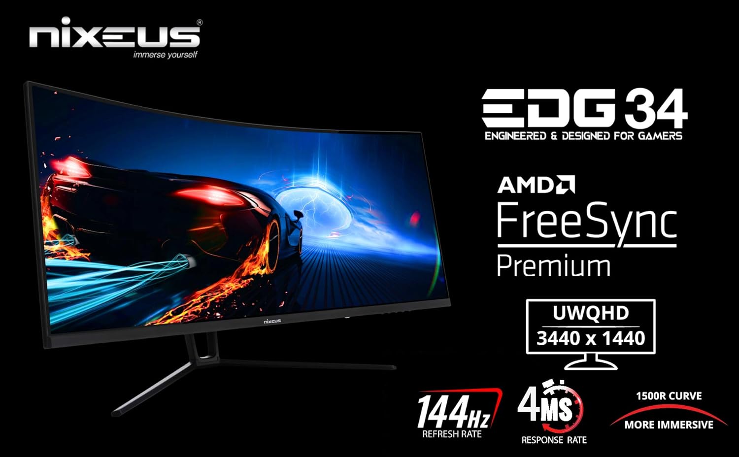 34” Ultrawide 3440 x 1440 144Hz 1500R Curved Gaming Monitor V213228