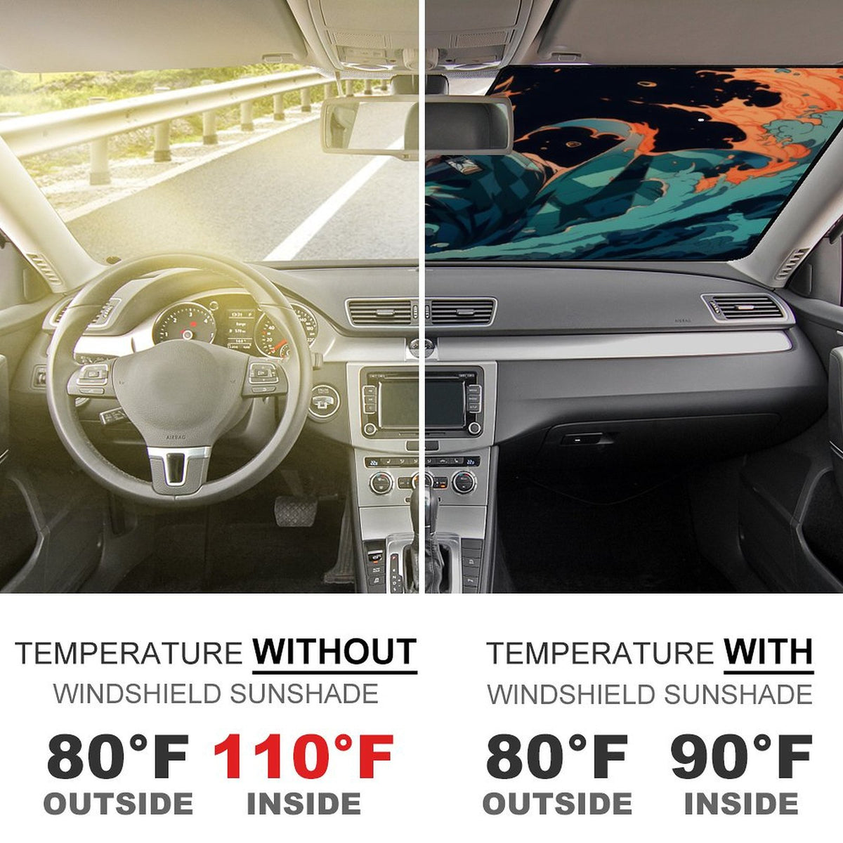 Foldable Reflective Car Windshield Sunshade V68015