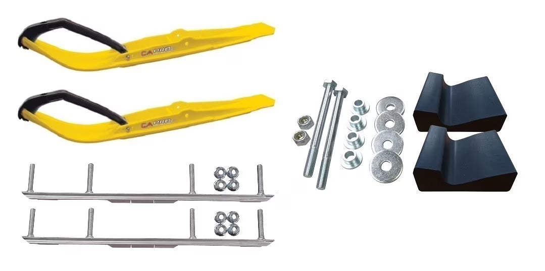 Yellow Razor Snowmobile Skis with 4.5" Shaper Bars Complete Kit Z6275