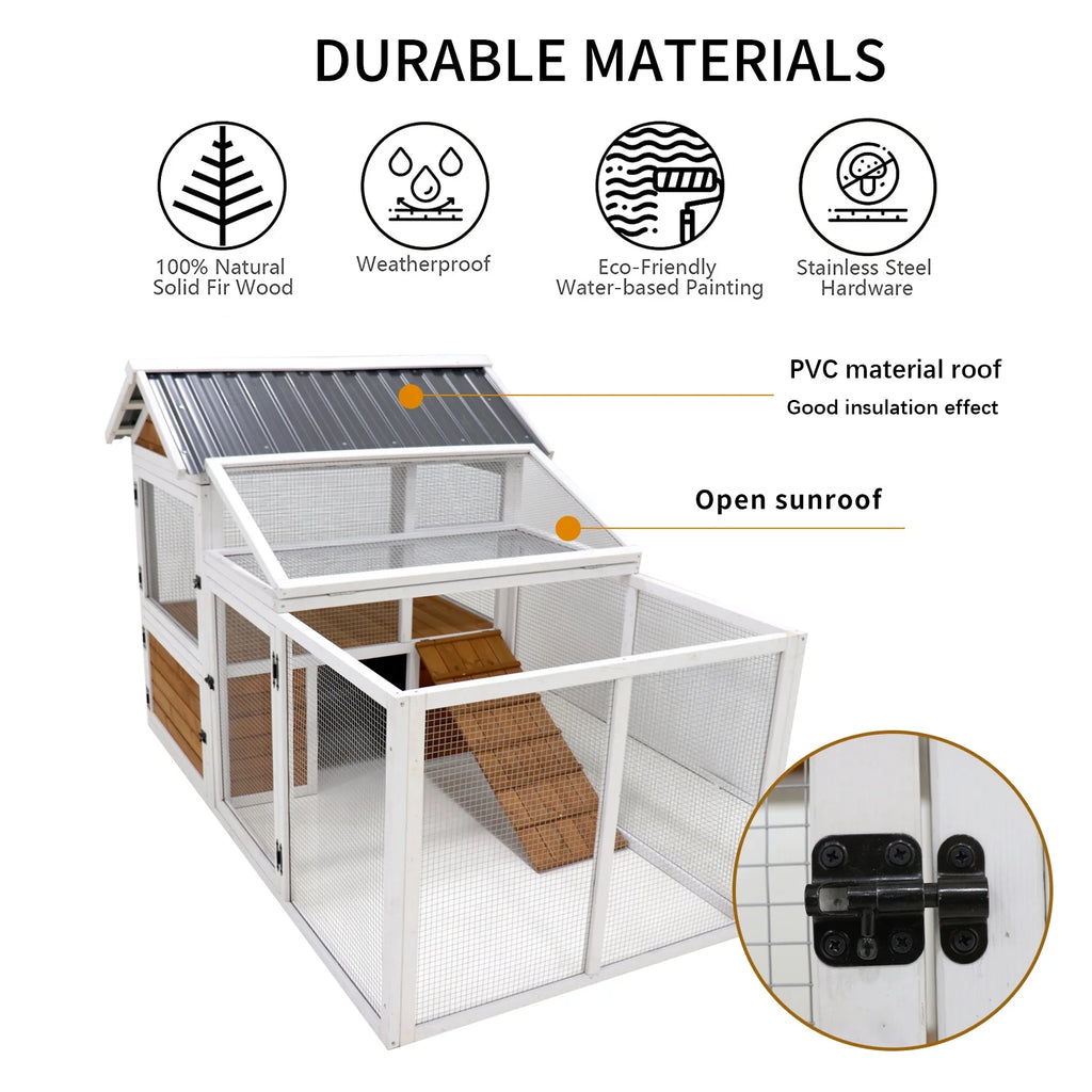 Large Wooden Chicken Coop with Nest Box M4800