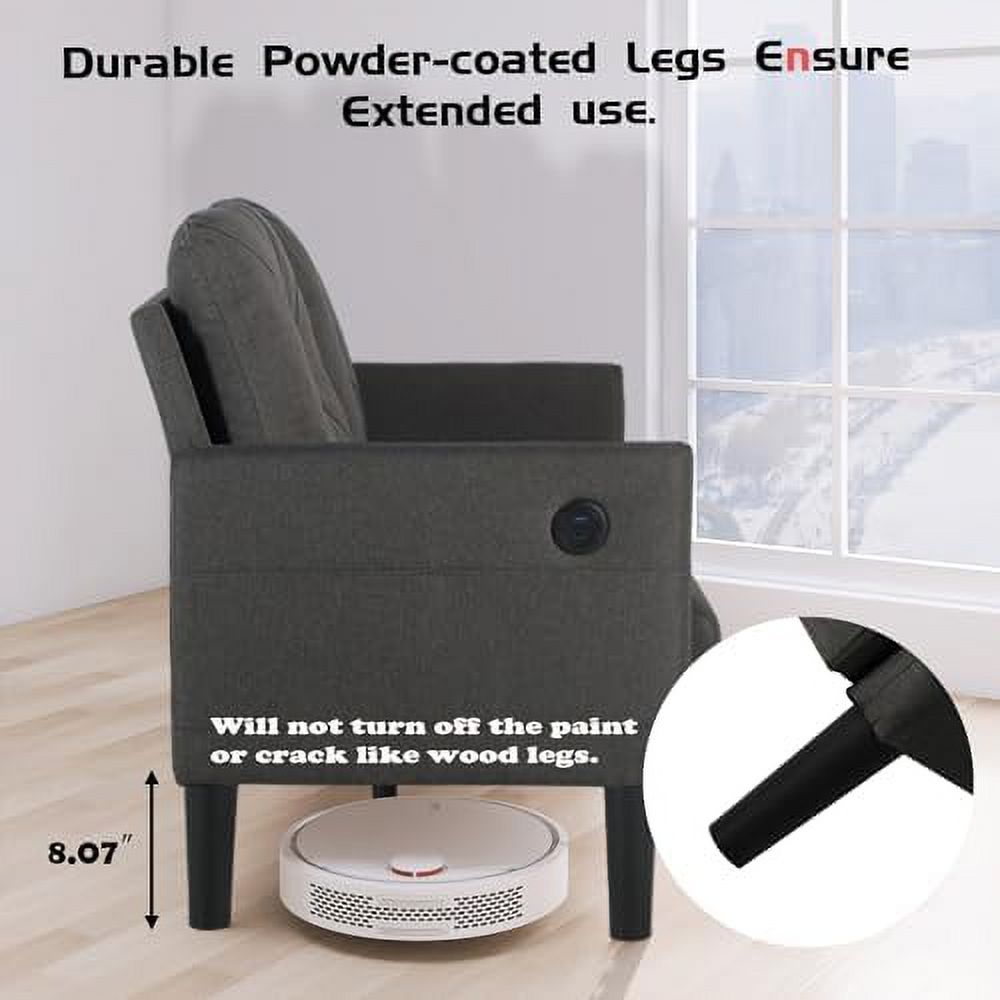 Tufted 2 Seater Loveseat Sofa Couch with Charger Port & Pocket X112