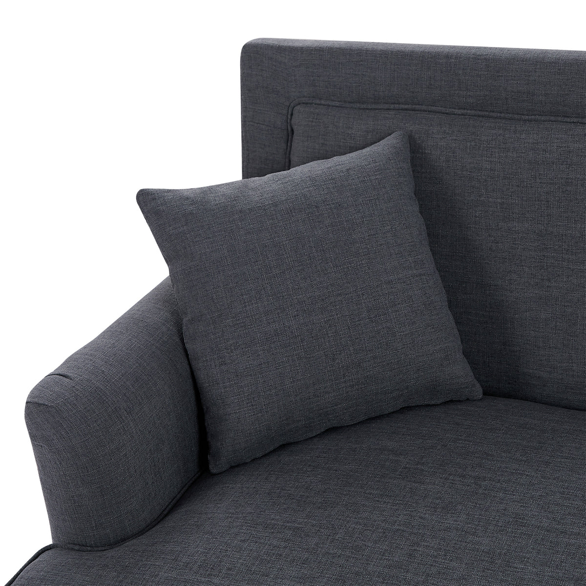 Gray Upholstered Loveseat Sofa with Wooden Legs and Two Throw Pillows W284653