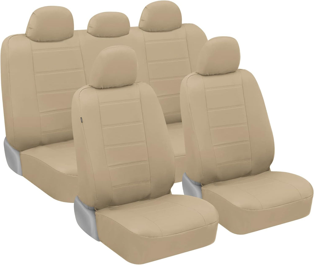 Gray Faux Leather Seat Covers Full Set Pack of 2 I1167