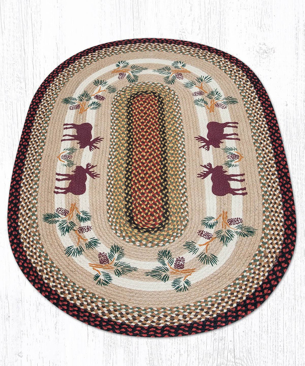 Jute Oval Moose & Pinecone Patch Rug P6692