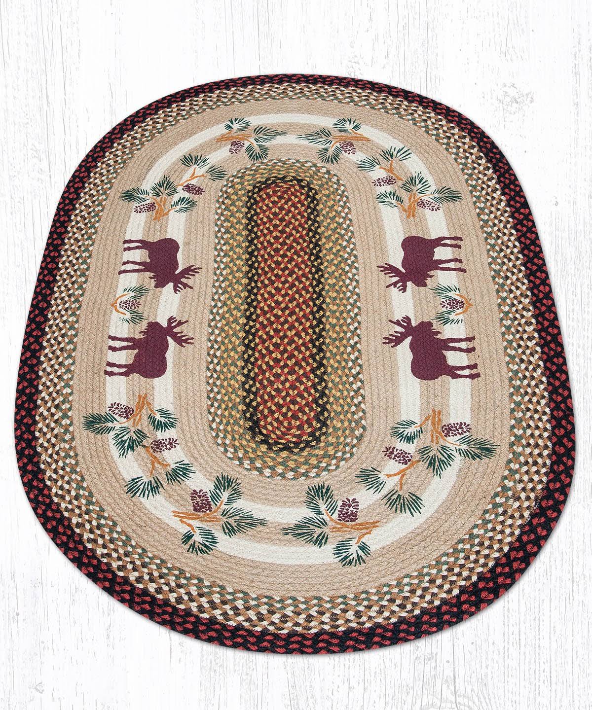 Jute Oval Moose & Pinecone Patch Rug P6692